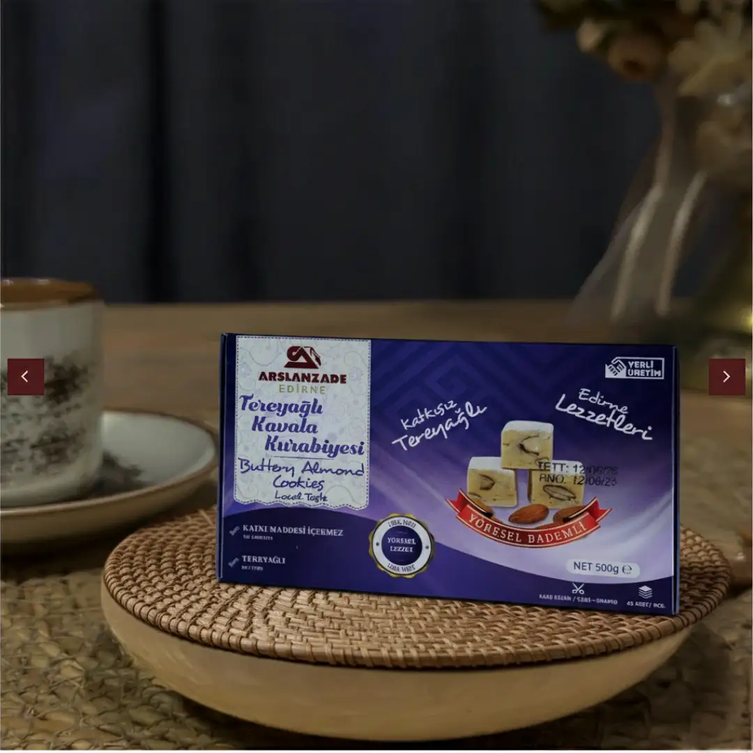 %100 Tereyağlı Pudra Şekersiz Kavala Kurabiyesi 500 Gr