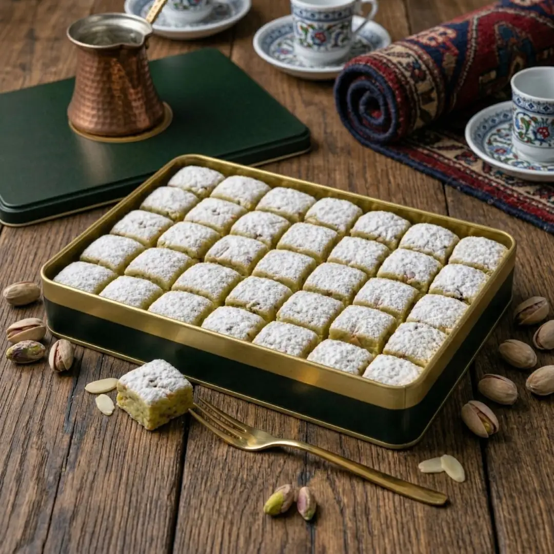 Premium Teneke Kutuda Antep Fıstıklı %100 Tereyağlı Kavala Kurabiyesi 1000 g